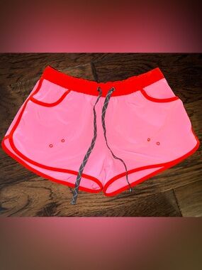 Patagonia Pink Shortie Swim/Board Shorts with Red Trim size Small